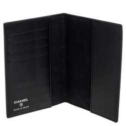 Pre Owned Chanel Black Caviar Leather CC Timeless Passport Holder Cover 