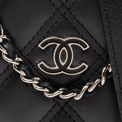 Chanel Black Quilted Leather CC Phone Holder with Chain 