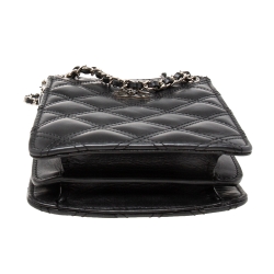 Chanel Black Quilted Leather CC Phone Holder with Chain 