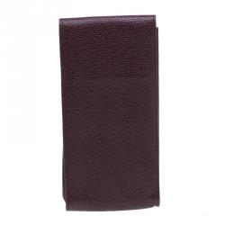 Pre Owned Chanel Burgundy Leather CC iPhone Case