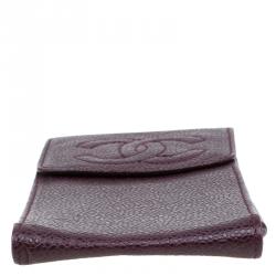 Pre Owned Chanel Burgundy Leather CC iPhone Case