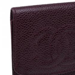Pre Owned Chanel Burgundy Leather CC iPhone Case