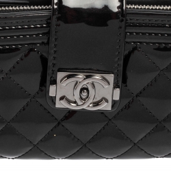 Pre Owned Chanel Black Patent Leather Boy Phone Pouch