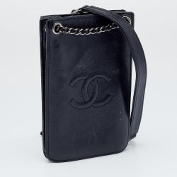 Pre Owned Chanel Black Leather CC Crossbody Phone Holder