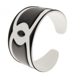 Chanel CC Black Wide Cuff Bracelet