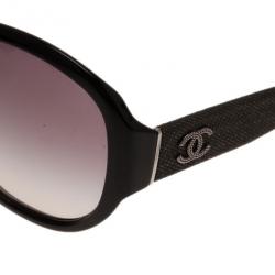 Pre Owned Chanel Black Denim CC Sunglasses