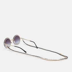 مملوكة مسبقًا Chanel Gold Tone/Purple Gradient 4245 Pearl Chain Round Sunglasses