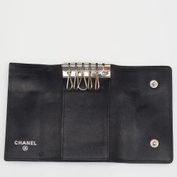 Chanel Black Caviar Leather CC 6 Key Holder