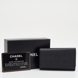 Chanel Black Caviar Leather CC 6 Key Holder