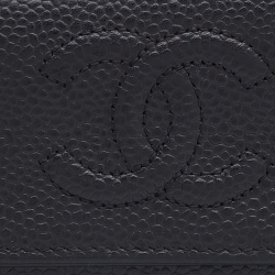 Chanel Black Caviar Leather CC 6 Key Holder