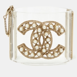 Chanel Black & Pearl Cuff Bracelet - ShopperBoard