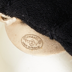 Pre Owned Chanel Black CC Faux Pearl Hair Tie