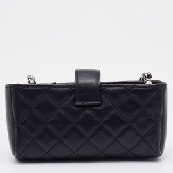 Pre Owned Chanel Black Quilted Leather CC Chain Phone Pouch