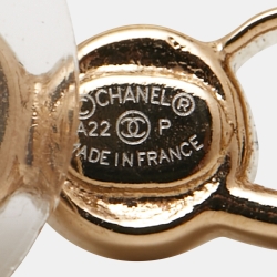 Chanel Gold Tone Coco Script CC Climber Earrings