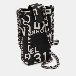 Pre Owned Chanel Black/White Canvas 31 Rue Cambon Crossbody Phone Holder