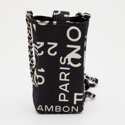 Pre Owned Chanel Black/White Canvas 31 Rue Cambon Crossbody Phone Holder