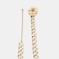Pre Owned Chanel Brushed Gold Tone Camellia Charm Chain Belt