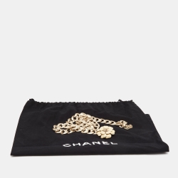 Pre Owned Chanel Brushed Gold Tone Camellia Charm Chain Belt