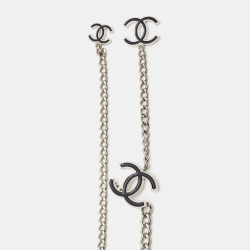 Chanel Silver Tone Enamel CC Charm Chain Belt