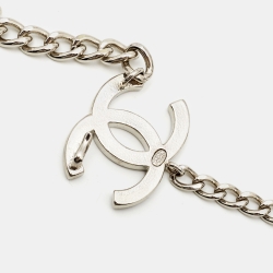 Chanel Silver Tone Enamel CC Charm Chain Belt