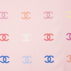 Pre Owned Chanel Pink CC Printed Silk Square Scarf