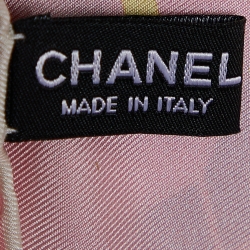 Pre Owned Chanel Pink CC Printed Silk Square Scarf