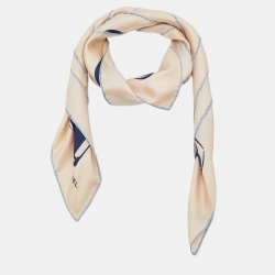 Chanel Beige Bags Printed Silk Square Scarf