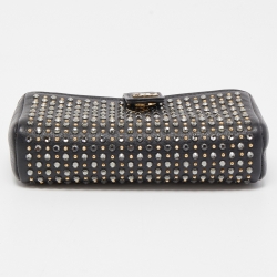 Chanel Black Leather Crystals Embellished O-Phone Holder Chain Pouch