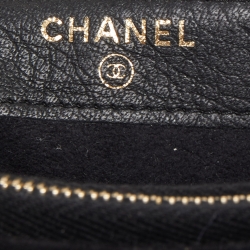 Chanel Black Leather Crystals Embellished O-Phone Holder Chain Pouch