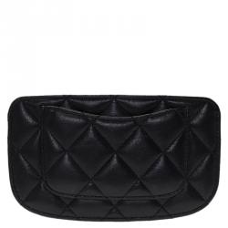 مملوكة مسبقًا محفظة بطاقات شانيل كلاسيك CC جلد أسود مبطن