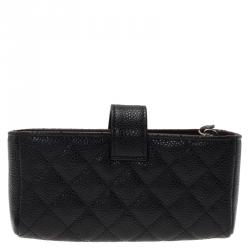 مملوكة مسبقًا حقيبة آي فون صغيرة شانيل جلد كافيار مبطن سوداء