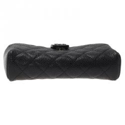 مملوكة مسبقًا حقيبة آي فون صغيرة شانيل جلد كافيار مبطن سوداء