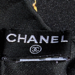 Chanel Black Departures Board Printed Silk Square Scarf