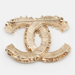 Chanel Black Enamel CC Baroque Pin Brooch