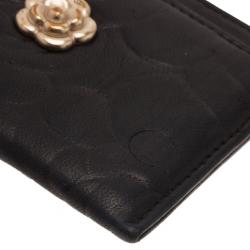 Chanel Black Camellia Embossed Card Holder