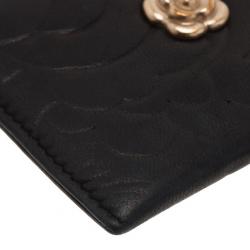 Chanel Black Camellia Embossed Card Holder