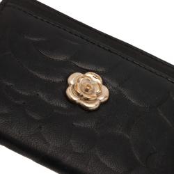 Chanel Black Camellia Embossed Card Holder