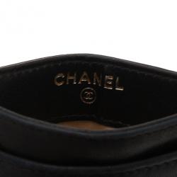 Chanel Black Camellia Embossed Card Holder
