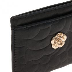 Chanel Black Camellia Embossed Card Holder