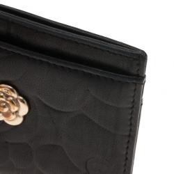 Chanel Black Camellia Embossed Card Holder