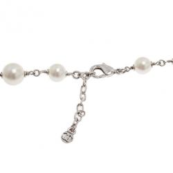 Pre Owned عقد حزام شانيل باللؤلؤ و فيونكة كريستال