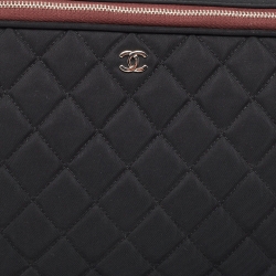 Pre Owned Chanel Black Quilted Nylon Laptop Sleeve