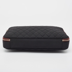 Pre Owned Chanel Black Quilted Nylon Laptop Sleeve