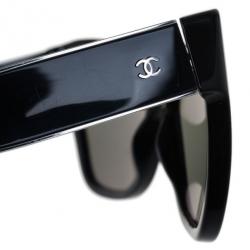 مملوكة مسبقًا Chanel Black Prestiges Cat Eye 18K White Gold Sunglasses