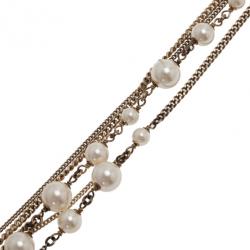 Pre Owned عقد طويل شانيل متعدد كريستال أسود لؤلؤي وأبيض