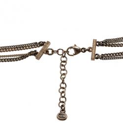 Pre Owned عقد طويل شانيل متعدد كريستال أسود لؤلؤي وأبيض