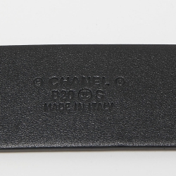 Pre Owned Chanel Black Leather Faux Pearl Embellished CC Buckle Belt 70 CM