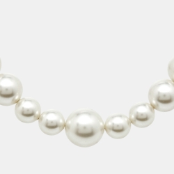 Chanel CC Crystals Faux Pearl Gold Long Necklace