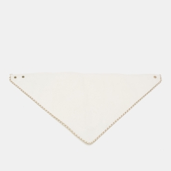 Pre Owned Chanel Off White Leather Eyelets Scarf/Collar Bandana