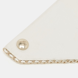 Pre Owned Chanel Off White Leather Eyelets Scarf/Collar Bandana